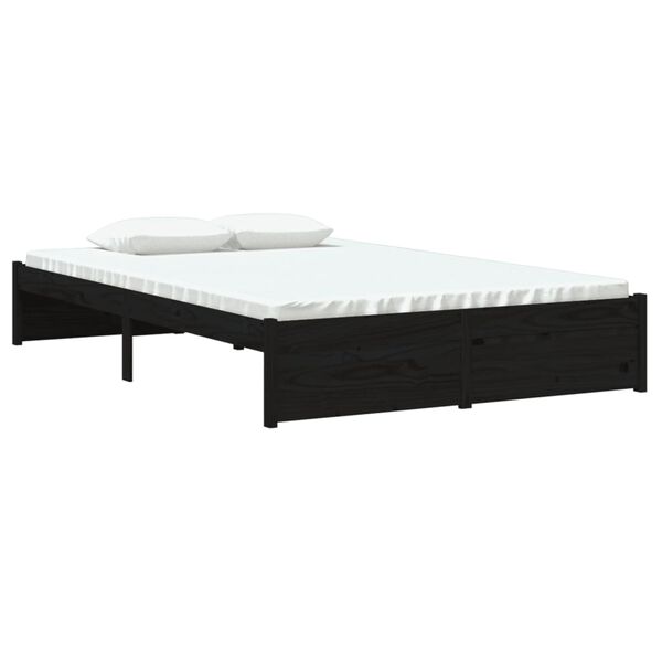 vidaXL Cadre de lit sans matelas noir bois massif 120x190 cm