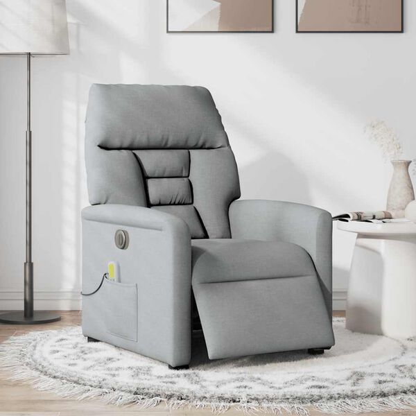 vidaXL Fauteuil de massage inclinable &eacute;lectrique gris clair tissu
