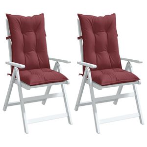 vidaXL Coussins de chaise dossier haut lot de 2 rouge bordeaux m&eacute;lang&eacute;