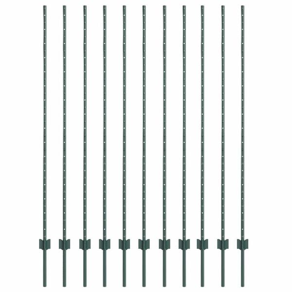 vidaXL Poteau de cl&ocirc;ture. 11 pcs Vert 150 cm Acier