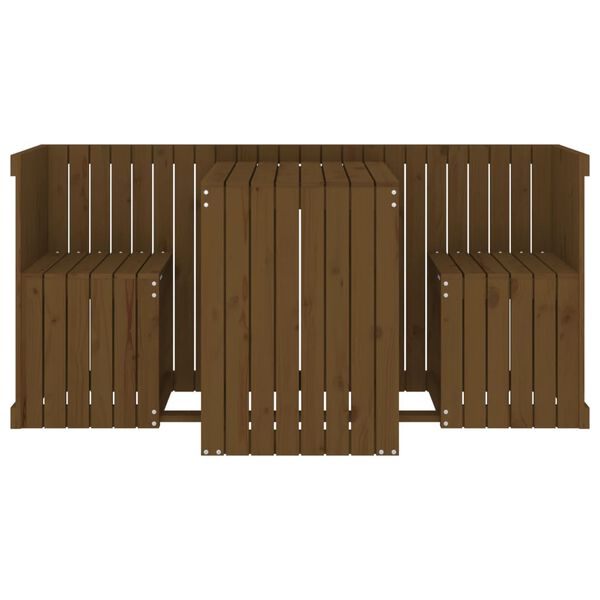 vidaXL Set de balcon 2 places marron miel bois de pin massif