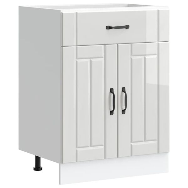 vidaXL Armoire de cuisine Lucca blanc brillant bois ing&eacute;nierie