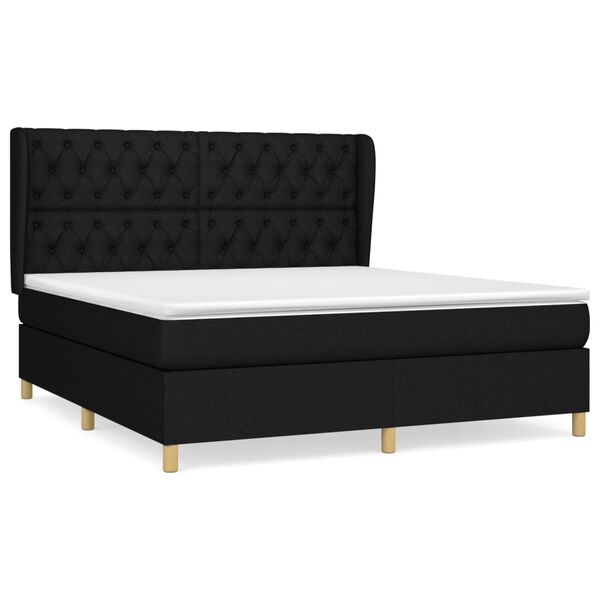 vidaXL Sommier &agrave; lattes de lit avec matelas Noir 160x200 cm Tissu