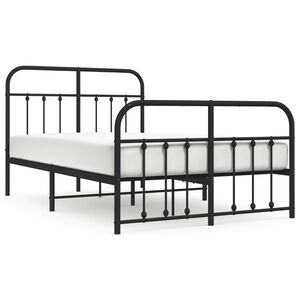 vidaXL Cadre de lit m&eacute;tal sans matelas avec pied de lit noir 120x190cm