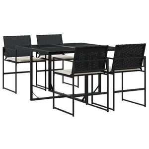 vidaXL Ensemble &agrave; manger de jardin coussins 5pcs noir r&eacute;sine tress&eacute;e