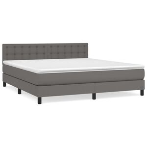 vidaXL Sommier &agrave; lattes de lit avec matelas Gris 160x200 cm Similicuir