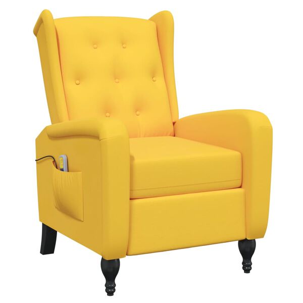 vidaXL Fauteuil de massage inclinable jaune velours