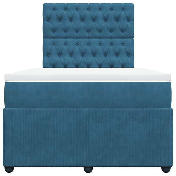 vidaXL Sommier &agrave; lattes de lit et matelas bleu fonc&eacute; 120x190cm velours