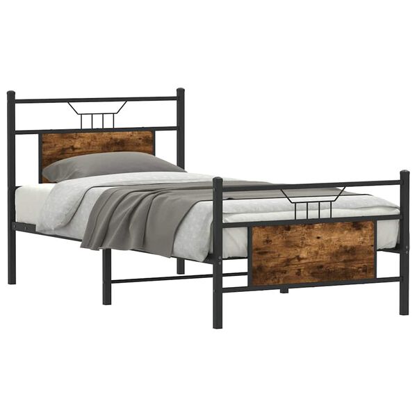 vidaXL Cadre de lit sans matelas ch&ecirc;ne fum&eacute; 90x190cm bois d'ing&eacute;nierie