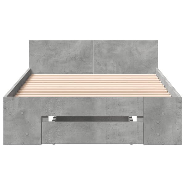 vidaXL Cadre de lit avec tiroir sans matelas gris b&eacute;ton 75x190 cm