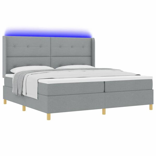 vidaXL Lit &agrave; ressorts avec matelas Gris clair 140 x 200 cm tissu