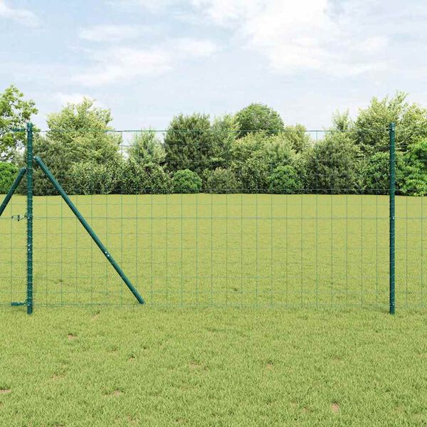 vidaXL Cl&ocirc;ture avec poteau Vert 1,4 x 10 m Acier et PVC