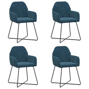 vidaXL Chaises de salle &agrave; manger 4 pc Velours Bleu 55 x 50 x 84 cm