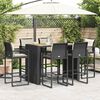 vidaXL Ensemble de bar de jardin 7 pcs avec coussins noir poly rotin