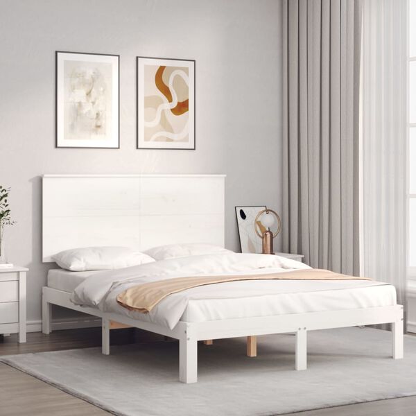 vidaXL Cadre de lit sans matelas blanc 140x200 cm bois de pin massif