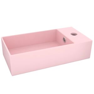 vidaXL Lavabo de salle de bain avec trop-plein C&eacute;ramique Rose