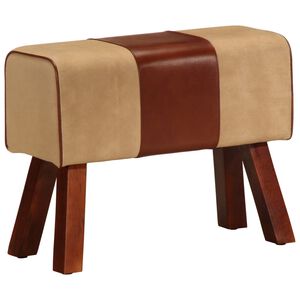 vidaXL Banc saut de cheval 58 cm marron cuir v&eacute;ritable et manguier