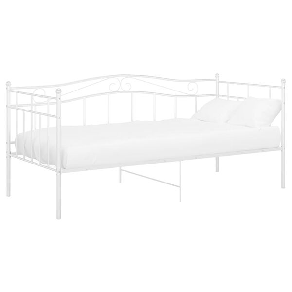 vidaXL Cadre de canap&eacute;-lit sans matelas blanc m&eacute;tal 90x200 cm