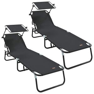 vidaXL Chaise longue pliante 2 pcs Noir 190 x 57 x 81 cm oxford