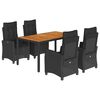 vidaXL Ensemble &agrave; manger de jardin coussins 5pcs Noir R&eacute;sine tress&eacute;e