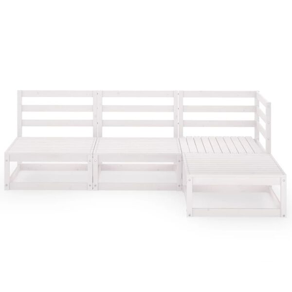 vidaXL Salon de jardin 4 pcs Blanc Bois de pin massif