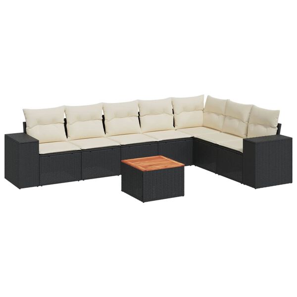 vidaXL Salon de jardin 8 pcs avec coussins noir r&eacute;sine tress&eacute;e