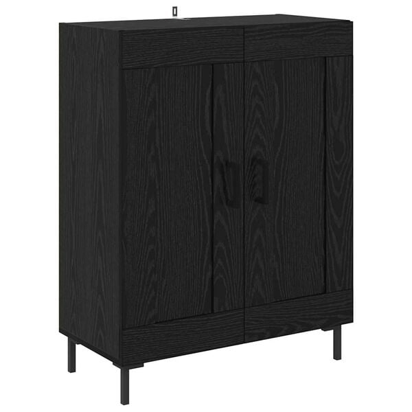 vidaXL Buffet Ch&ecirc;ne noir 69,5 x 34 x 90 cm Bois d'ing&eacute;nierie et fer
