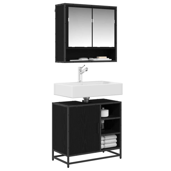 vidaXL Ensemble de mobilier de salle de bain 2 pcs Ch&ecirc;ne noir
