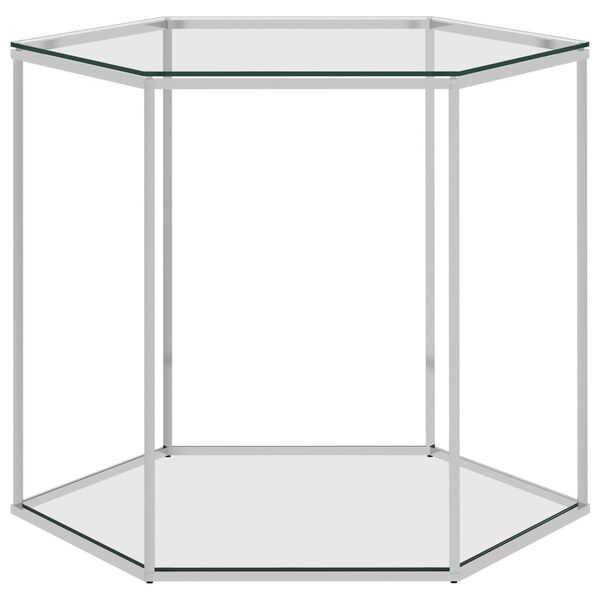 vidaXL Table basse Argent&eacute; 60x53x50 cm Acier inoxydable et verre
