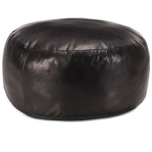 vidaXL Pouf 60 x 30 cm Noir Cuir v&eacute;ritable de ch&egrave;vre