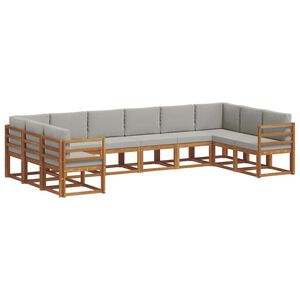 vidaXL Ensemble de canap&eacute;s d'ext&eacute;rieur 10 pcs Gris Naturel et Clair
