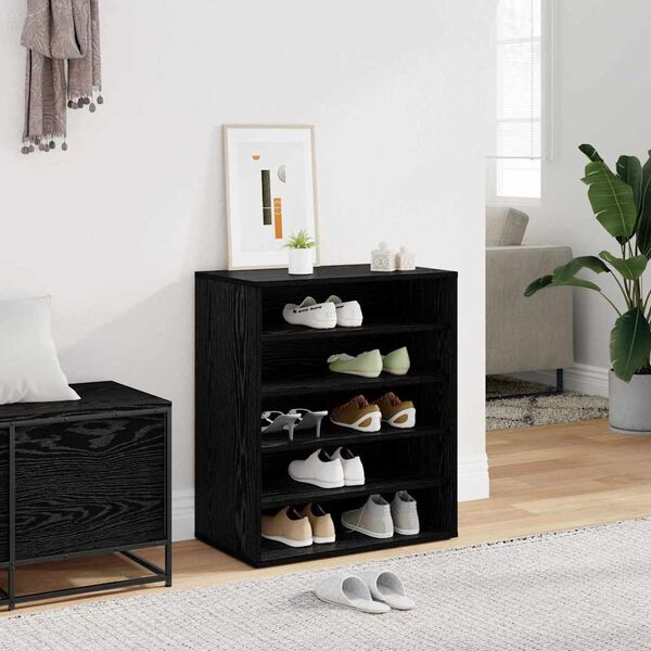 vidaXL Cabinet &agrave; chaussures avec &eacute;tag&egrave;re Ch&ecirc;ne noir 60 x 35 x 70 cm