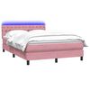vidaXL Sommier &agrave; lattes de lit avec matelas et LED rose 160x210 cm velours