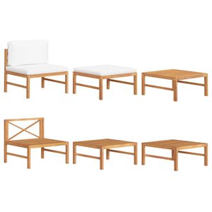 vidaXL Salon de jardin 3 pcs avec coussins cr&egrave;me Bois de teck