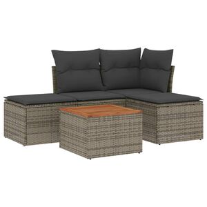 vidaXL Salon de jardin 5 pcs avec coussins gris r&eacute;sine tress&eacute;e