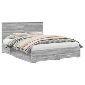 vidaXL Cadre de lit Gris Sonoma 160 x 200 cm Bois d'ing&eacute;nierie