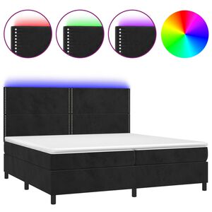 vidaXL Sommier &agrave; lattes de lit matelas et LED Noir 200x200 cm Velours