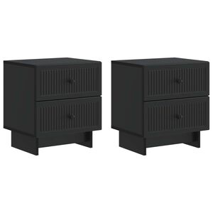 vidaXL Cabinet de chevet avec tiroir 2 pcs Noir 43 x 34,5 x 47,5 cm