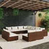 vidaXL Salon de jardin 11 pcs avec coussins Marron R&eacute;sine tress&eacute;e