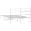 vidaXL Cadre de lit m&eacute;tal sans matelas et t&ecirc;te de lit blanc 140x190 cm