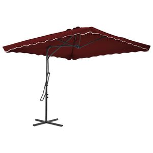 vidaXL Parasol de jardin et m&acirc;t en acier rouge bordeaux 250x250x230 cm