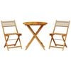 vidaXL Ensemble de bistro 3 pcs beige r&eacute;sine tress&eacute;e et bois massif