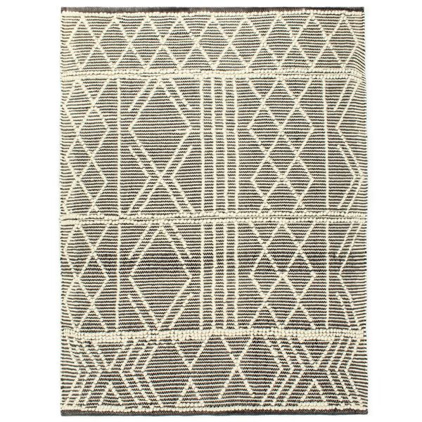 vidaXL Tapis en laine tiss&eacute;e &agrave; la main 120x170 cm Noir/Blanc