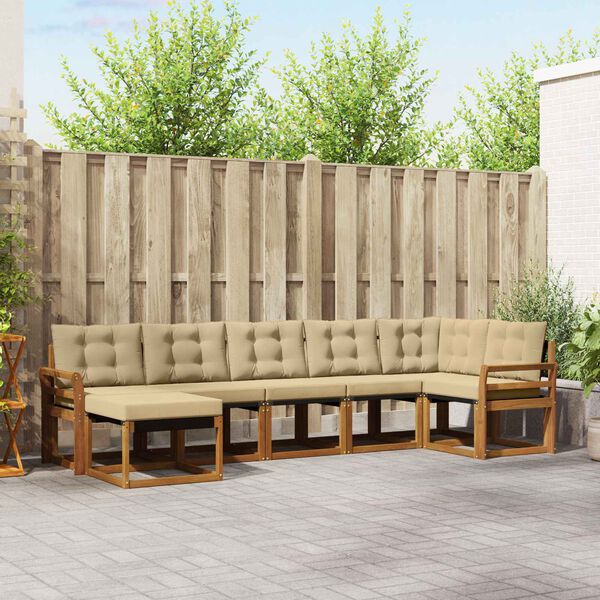 vidaXL Ensemble de canap&eacute;s d'ext&eacute;rieur 7 pcs Naturel et Beige