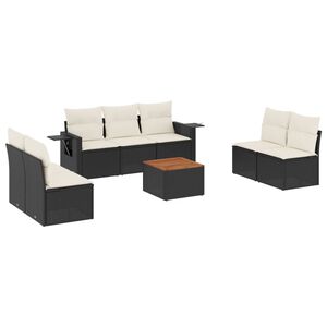 vidaXL Salon de jardin 8 pcs avec coussins noir r&eacute;sine tress&eacute;e