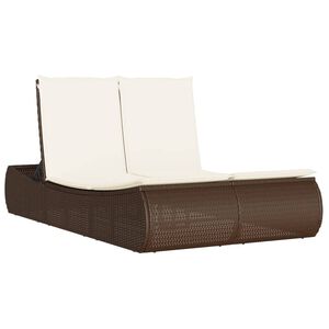 vidaXL Chaise longue double avec coussins marron r&eacute;sine tress&eacute;e