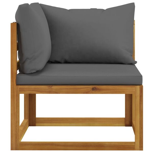 vidaXL Canap&eacute; d'angle sectionnel avec coussin gris fonc&eacute; Bois d'acacia