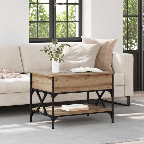 vidaXL Table basse Ch&ecirc;ne artisanal 70x50x50cm Bois d'ing&eacute;nierie