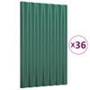 vidaXL Panneaux de toit 36 pcs Acier galvanis&eacute; Vert 60x36 cm