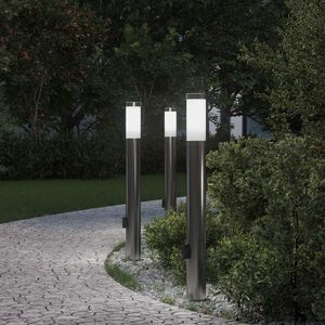vidaXL Bornes lumineuses avec sortie lot de 3 80 cm acier inoxydable IP44